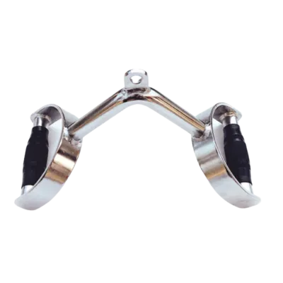 PUXADOR ESTRIBO DUPLO EM  V CROMADO COM MANOPLAS  INJETADAS