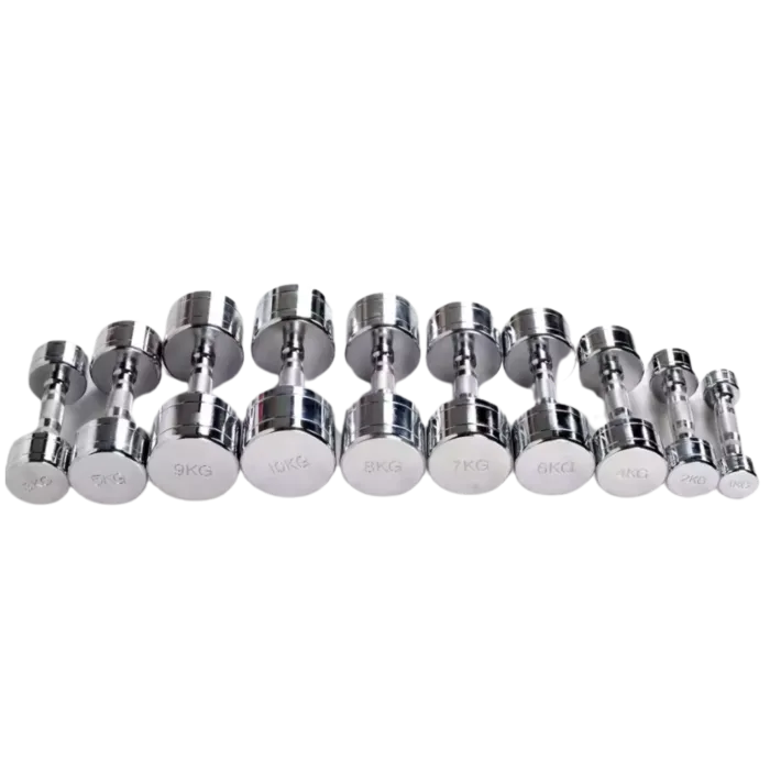 KIT DE HALTER CROMADO C/ PEGADA  ANATÔMICA RECARTILHADO 1-10KG