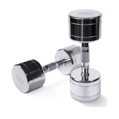 KIT DE HALTER CROMADO C/ PEGADA  ANATÔMICA RECARTILHADO 1-10KG