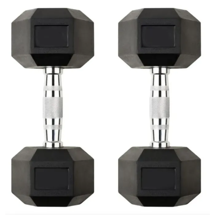 KIT DUMBBELL SEXTAVADO INJETADO PEGADA CROMADA 12,5KG ATÉ 30KG - STARK STRONG