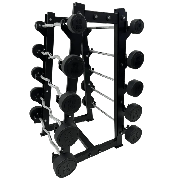 KIT 5 BARRAS MONTADAS RETAS INJETADAS PEGADA CROMADA - 10KG À 30KG - SEM SUPORTE -  STARK STRONG