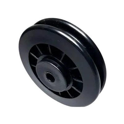 Roldana plástica 100mm com rolamento e buchas furo de 8mm